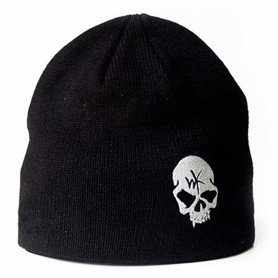 Fashion Unisex Men Women Classical Skull Embroidery Print Custom Warm Plain Knit Beanie Hat