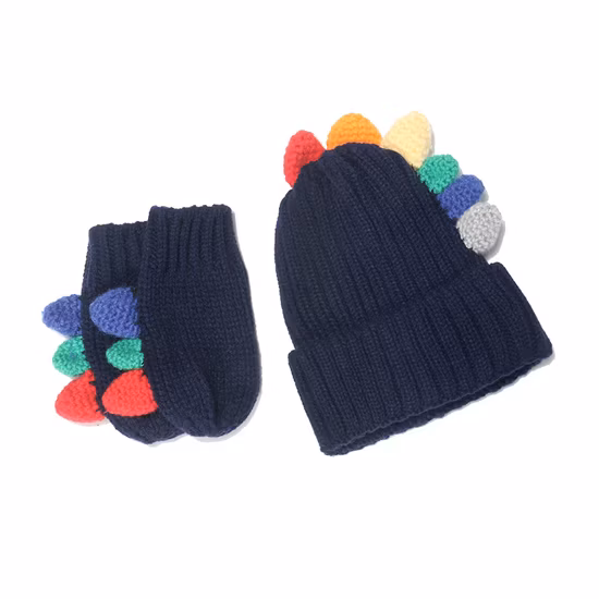 Crianças malha gorro chapéu luvas conjunto bonito dos desenhos animados inverno mais quente boné para bebês meninos meninas moda chapéus